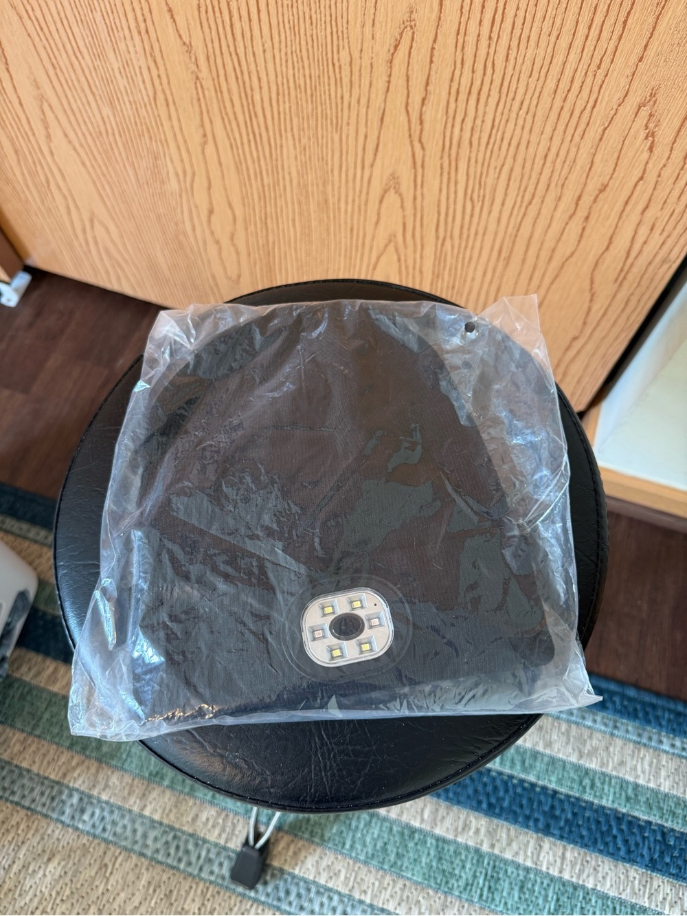 Black LED Knit Beanie Hat with Front Light
